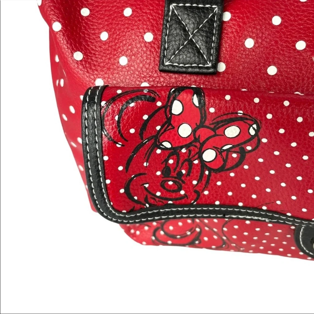 Disney Parks Minnie Mouse Red & White Polka Dot Vegan Leather Handbag - Picture 3 of 13